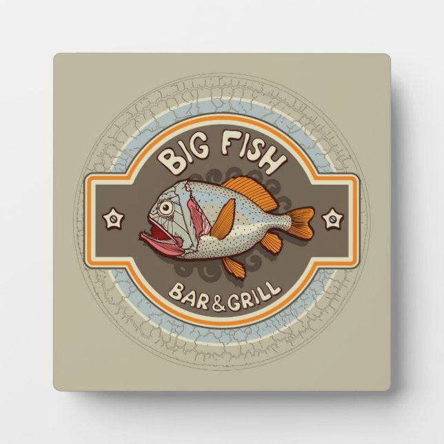 Placa Expositora Bar Big Fish Y Poster Grill (Frente)