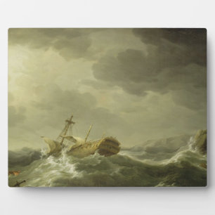 Placa Expositora Barco naufragado en una costa rocosa, c.1747-50 (p