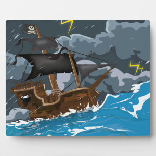 Placa Expositora Barco pirata en tormenta