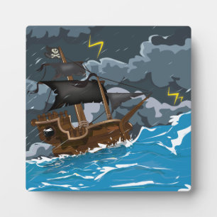 Placa Expositora Barco pirata en tormenta