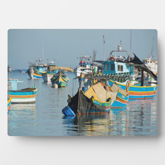 Placa Expositora Barcos de pesca de Malta | Marsaxlokk En Malta (Frente)