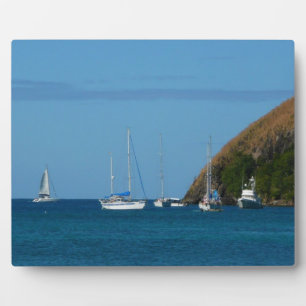 Placa Expositora Barcos de vela en la Bahía Blanco y Azul Náutico
