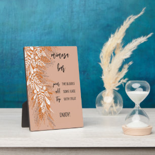 Placa Expositora Barra Mimosa de color rosa Floral Tabletop Rótulo 