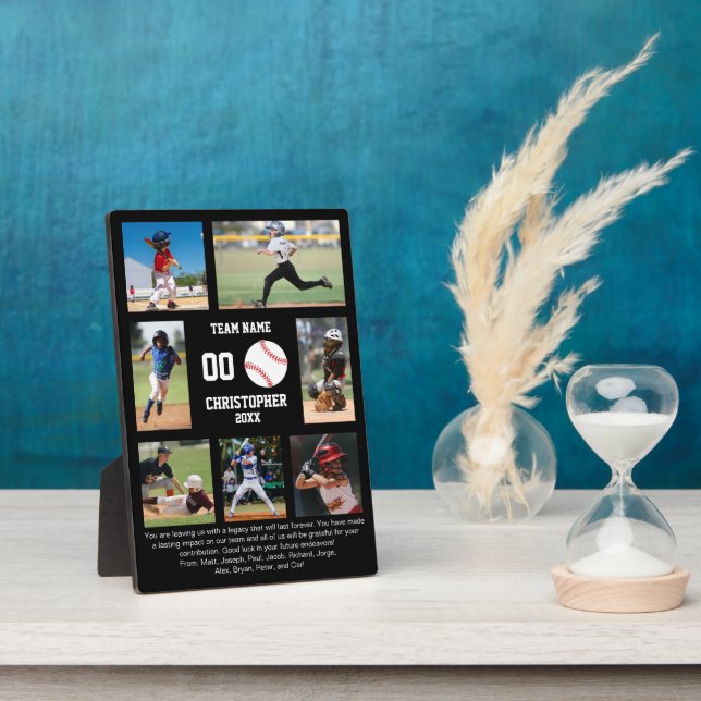 Placa Expositora Baseball 7 photo collage team name (Lado)