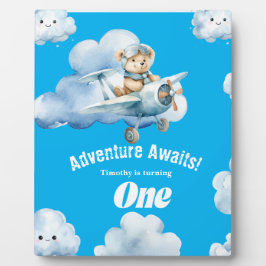 Placa Expositora Bash de celebración del primer cumpleaños de Teddy