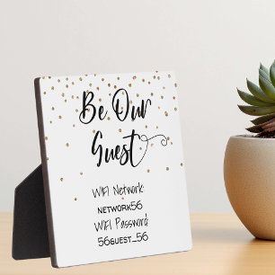 Placa Expositora Be Our Guest WIFI information Password Wedding
