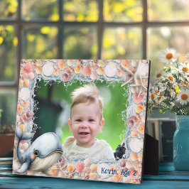 Placa Expositora Beach Shells Whale Photo Frame for Kids