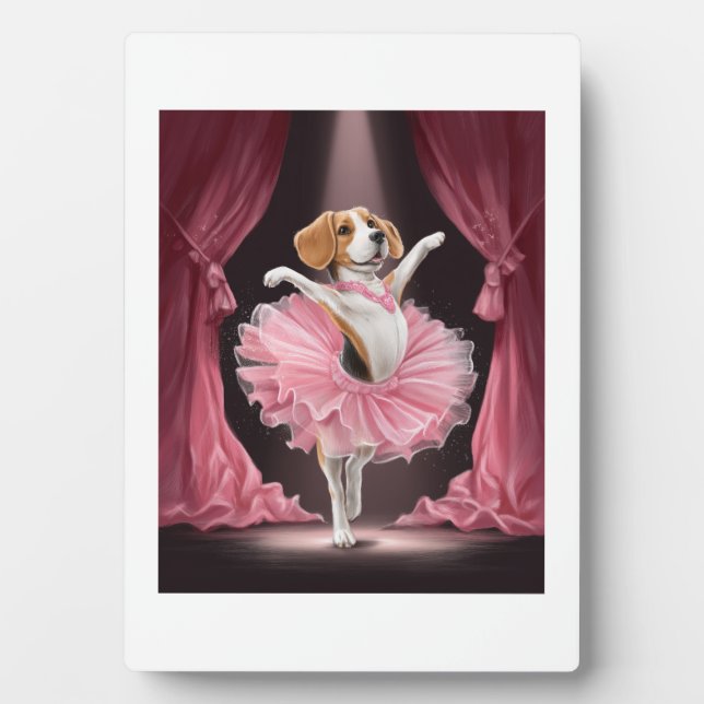 Placa Expositora Beagle Bailarina - Baile Divertido de Perro (Frente)