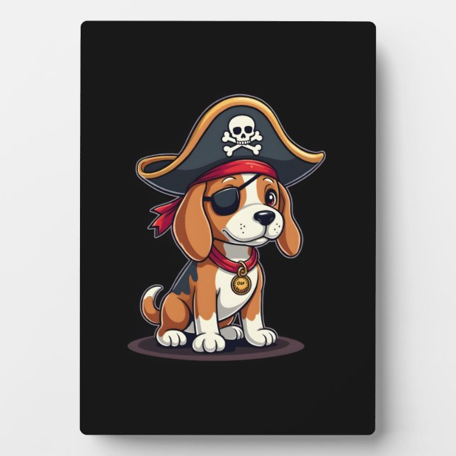 Placa Expositora Beagle Pirate Costume Jolly Roger Bandera Cruz de  (Frente)