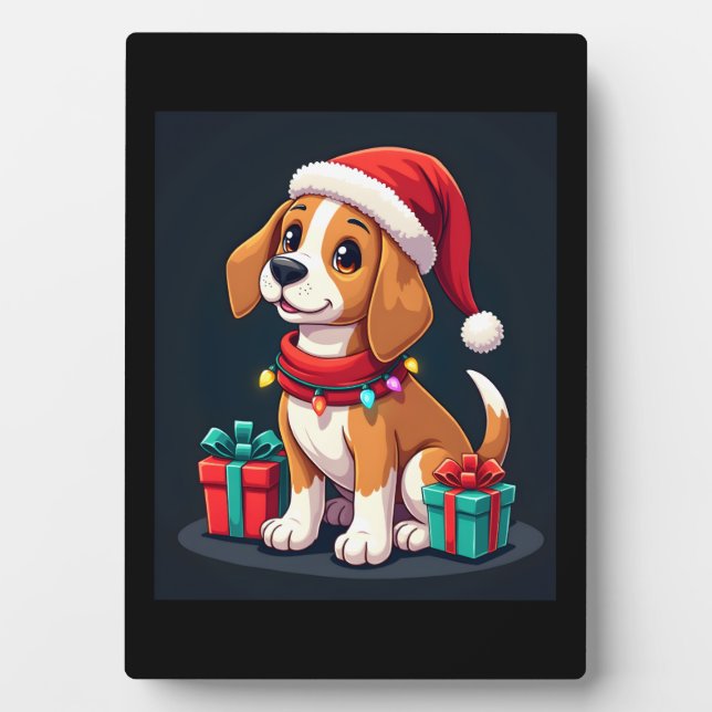 Placa Expositora Beagle Xmas Encendiendo A Navidades De Perro De Sa (Frente)