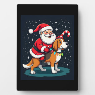 Placa Expositora Beagle Xmas iluminando a Santa Riding Perro Beagle