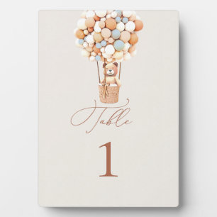 Placa Expositora Bear Balloons Table Number Plaque