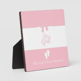Placa Expositora Bebé Chica Rosa y Personalizado de Pies Pequeños