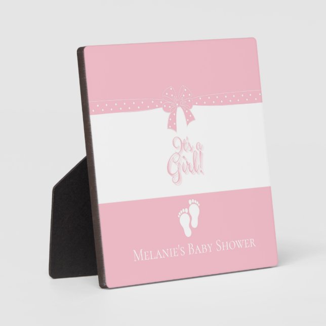 Placa Expositora Bebé Chica Rosa y Personalizado de Pies Pequeños (Anverso)