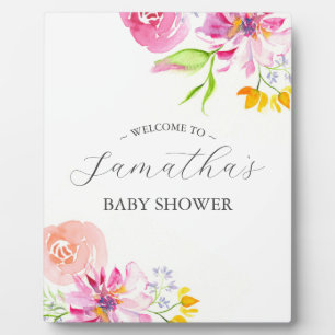 Placa Expositora Bebé en la decoración floral de Baby Shower en flo
