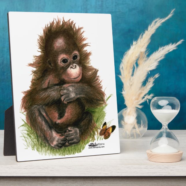 Placa Expositora Bebé orangután y mariposa (Lado)