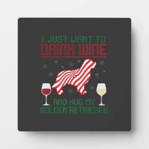 Placa Expositora Bebe Vino Abraza Retriever Dorado Navidad