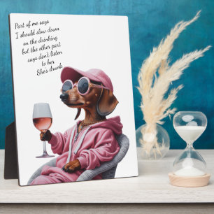 Placa Expositora Bebedor de Vino Dachshund
