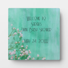 Placa Expositora Bebés florales blancos en Baby Shower de gemelos d