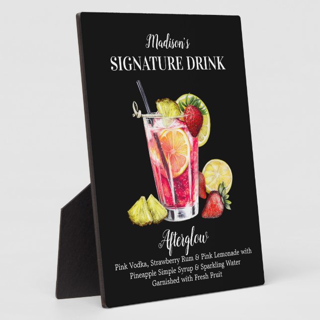 Placa Expositora Bebida Personalizada con Ron Vodka Limonada de Fir (Lado)