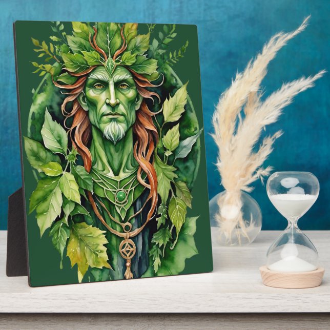 Placa Expositora Beltane Celtic Greenman Forest God Sabbat Altar (Lado)
