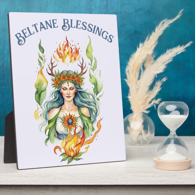 Placa Expositora Beltane Fire Summer Goddess Floral Sabbat Altar (Lado)