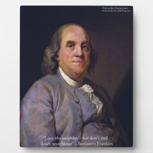 Placa Expositora Ben Franklin "Ama a tu vecino"