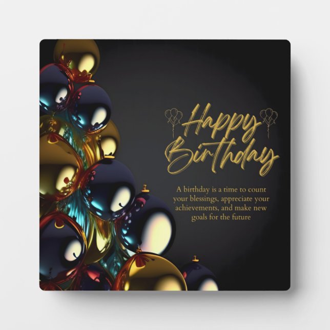 Placa Expositora Bendiciones de cumpleaños elegantes (Frente)