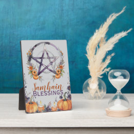 Placa Expositora Bendito Pentáculo de Samhain y Altar de Calabazas