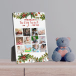 Placa Expositora Berry First Birthday 12 meses Collage de fotos par<br><div class="desc">Fiesta del primer cumpleaños de fresa | Berry First Birthday for Baby Girl Collage de fotos El diseño presenta fresas acuarelas en el fondo y texto personalizado con fresa y plantilla de collage de fotos durante 12 meses. Añade 12 fotos de tu bebé y haz que esta sea tu memoria...</div>