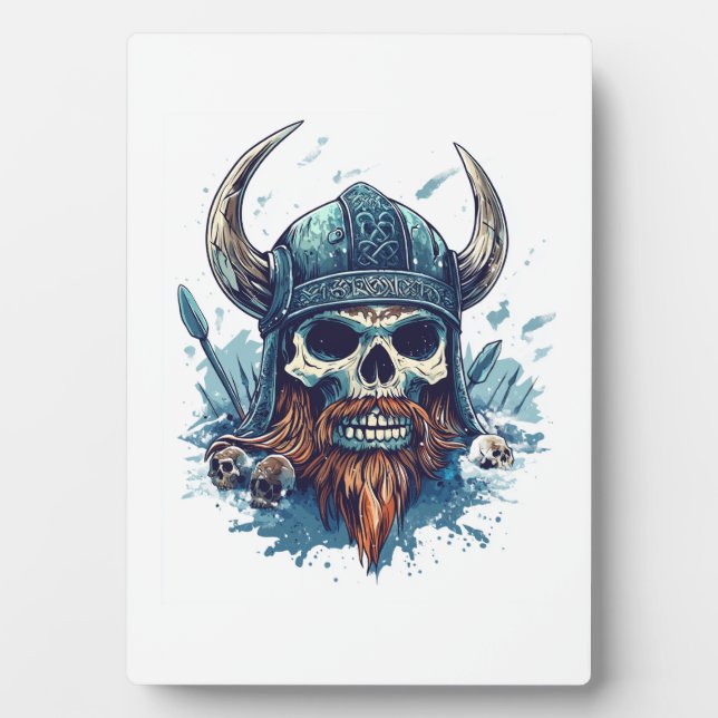 Placa Expositora Berserker de Cráneo Vikingo (Frente)