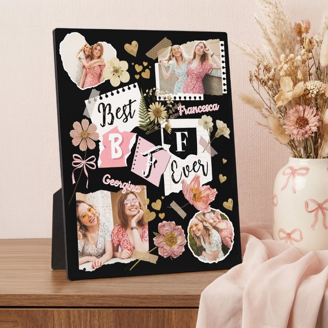 Placa Expositora Best BFF Ever Fun Scrapbook Friends Photo Collage (Best BFF Ever Fun Scrapbook Friends Photo Collage Plaque)