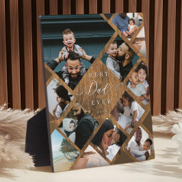 Placa Expositora Best Dad Ever Modern Photo Collage Woodgrain