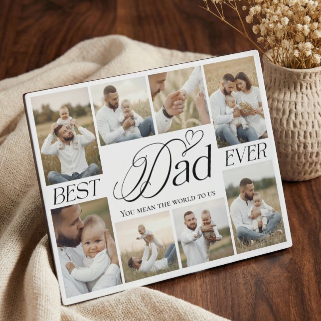 Placa Expositora Best Dad Ever Personalized Photo Collage keepsake (Subido por el creador)