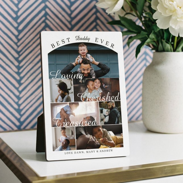Placa Expositora Best Dad Ever Personalized Photo Memory Collage (Best Dad Ever Personalized Photo Memory Collage Plaque)