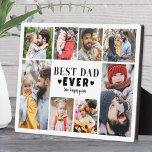 Placa Expositora Best Dad Photo Collage<br><div class="desc">Personalized "Best Dad Ever" Photo Plaque with Easel Stand. This fun and stylish photo plaque is a perfect way to showcase cherished memories. The design features space for eight photos, creating a border around the edge while keeping the focus on the meaningful text in the center. At the center, "Best...</div>