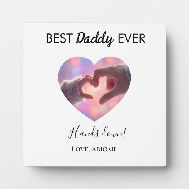 Placa Expositora Best Daddy Ever Heart Tabletop Plaque with Easel (Frente)