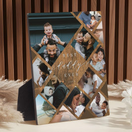 Placa Expositora Best Daddy Ever Modern Photo Collage Woodgrain