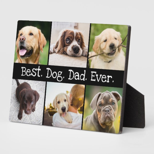 Placa Expositora Best Dog Dad Ever Photo Collage in Black and White (Lado)