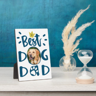 Placa Expositora Best Dog Dad Pet Photo Paw Print Custom color Text