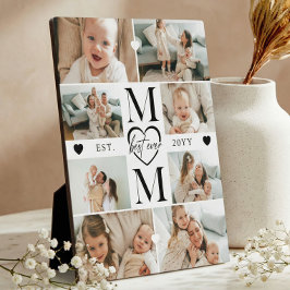 Placa Expositora Best Ever Mom Heart Custom Photo Collage Keepsake