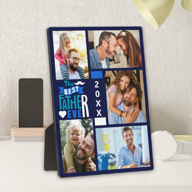 Placa Expositora Best Father ever | Collage 5photos children's (Subido por el creador)