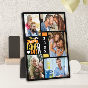 Placa Expositora Best Father ever   Collage 5photos children's