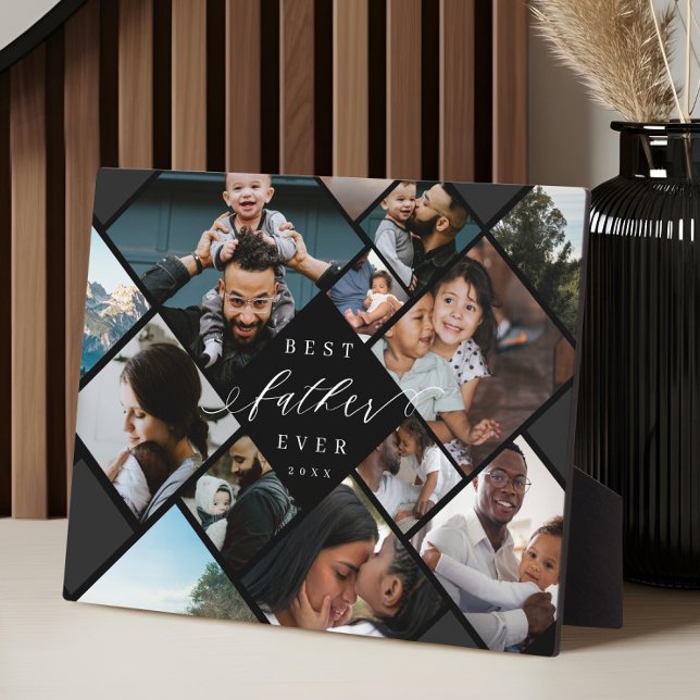 Placa Expositora Best Father Ever Modern Photo Collage Keepsake (Best Father Ever Modern Photo Collage Keepsake Plaque)