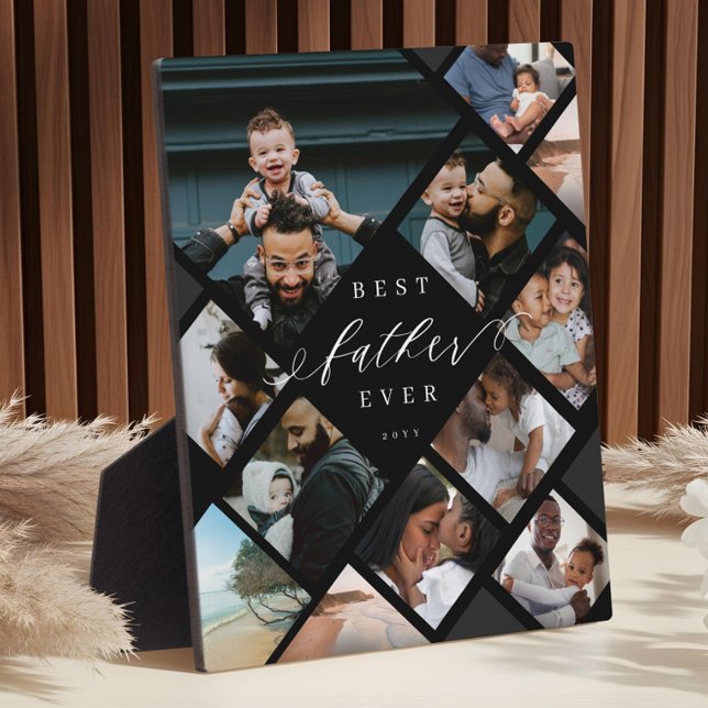 Placa Expositora Best Father Ever Modern Photo Collage Keepsake (Best Father Ever Modern Photo Collage Keepsake Plaque)