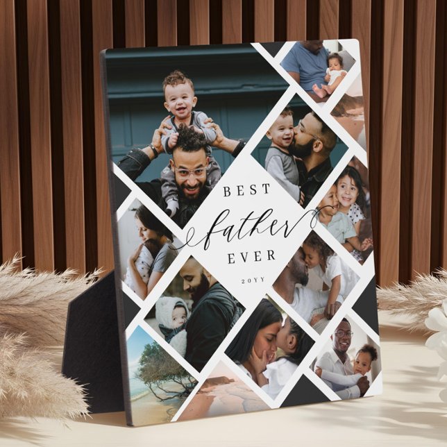 Placa Expositora Best Father Ever Modern Photo Collage Keepsake (Best Father Ever Modern Photo Collage Keepsake Plaque)