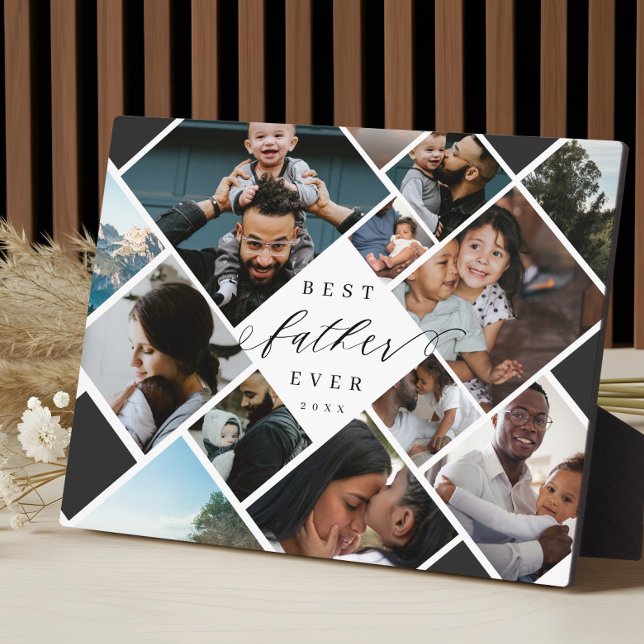 Placa Expositora Best Father Ever Modern Photo Collage Keepsake (Best Father Ever Modern Photo Collage Keepsake Plaque)