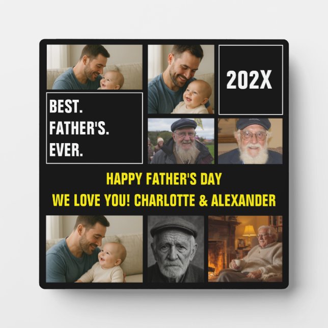 Placa Expositora Best Father Ever Photo Collage and Custom Text (Frente)