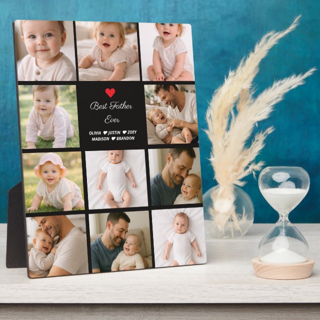 Placa Expositora Best Father Ever Photo Collage | Personalized  (Lado)