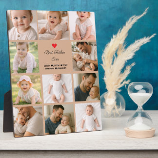 Placa Expositora Best Father Ever Photo Collage | Personalized 